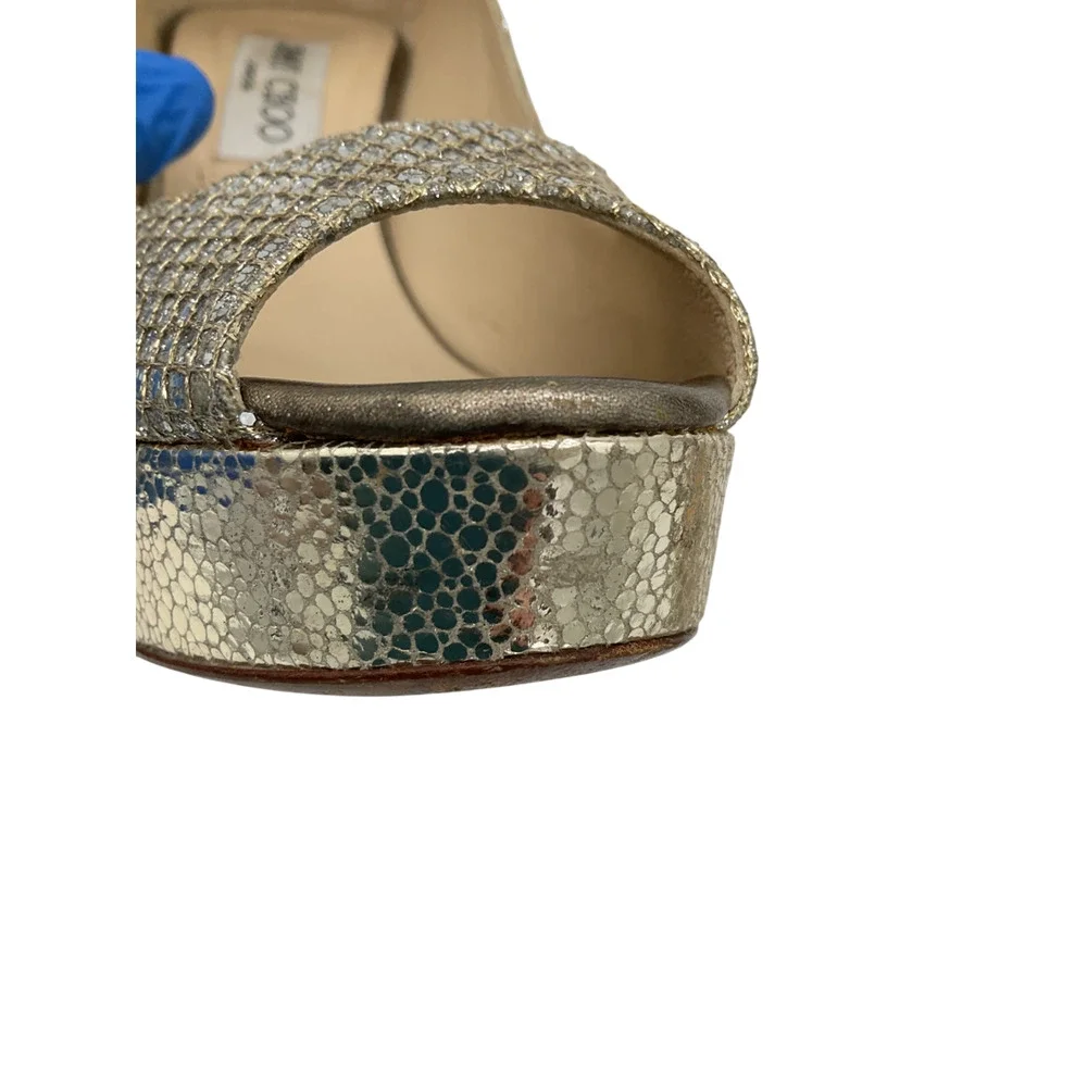 Jimmy Choo Sparkling Champagne Peep Toe Platform Pumps Size EU 36.5 / US 6.5